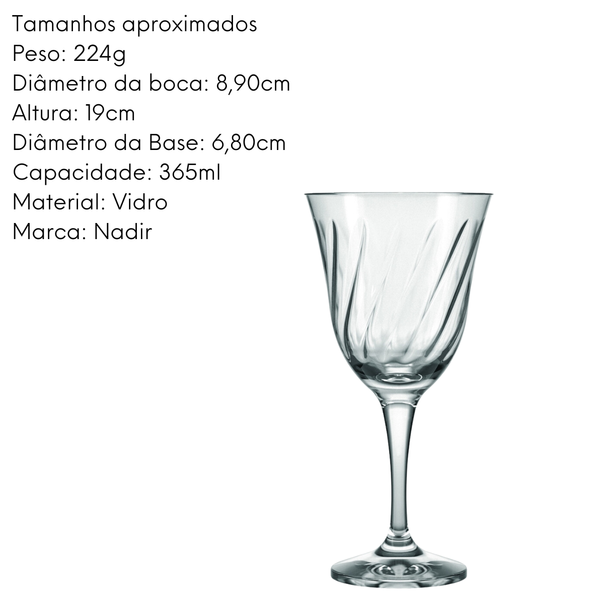 Taça Agua Lirio 365ml de Vidro Nadir
