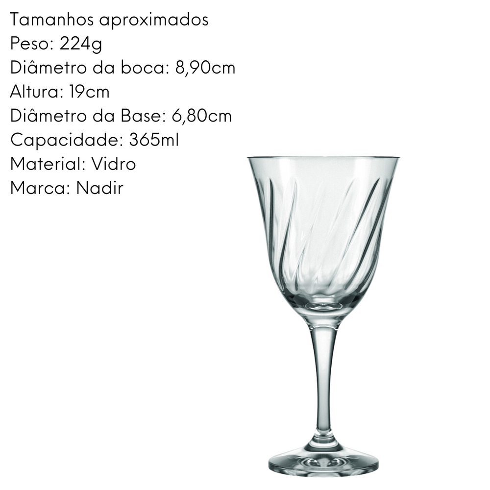 Taça Agua Lirio 365ml de Vidro Nadir