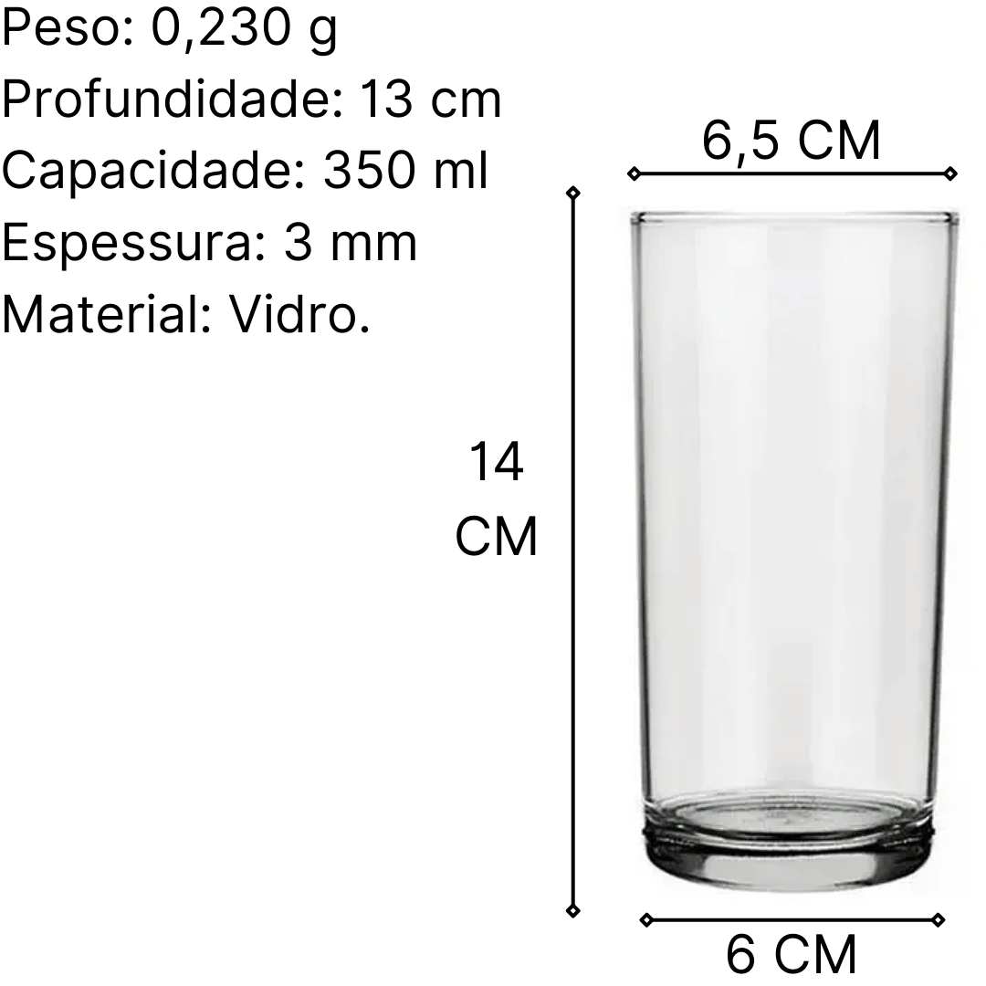 Copo Cylinder LD de Vidro 350ml Nadir