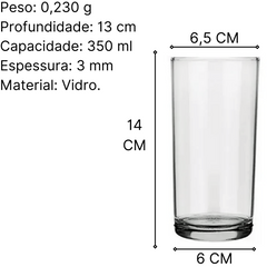 Copo Cylinder LD de Vidro 350ml Nadir