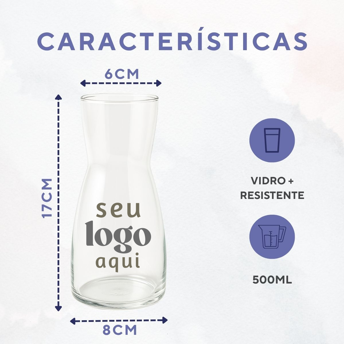 Kit 50 Decanter de Vidro 500ml Com Sua Logo Marca