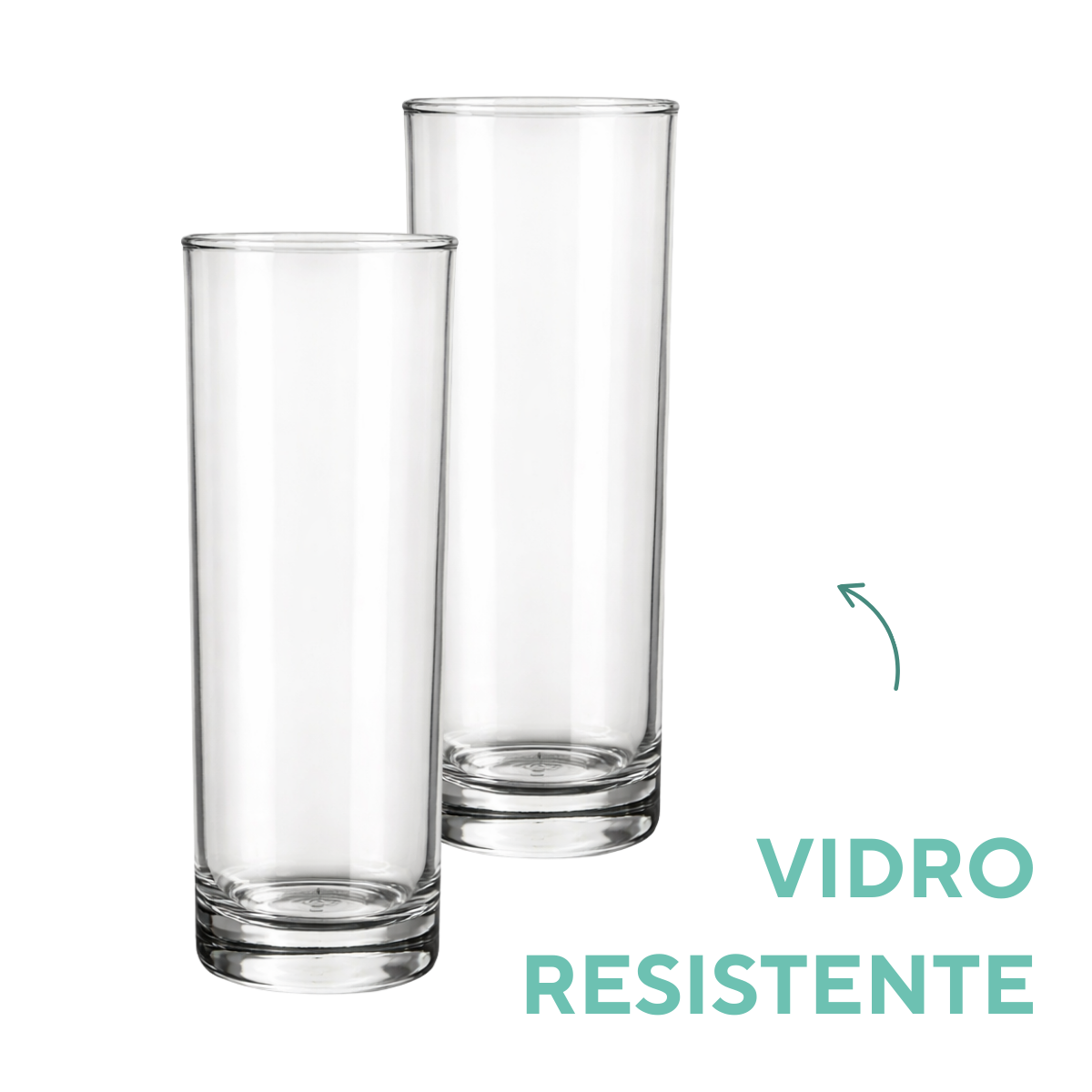 Copo Vidro Cylinder Tubo 300ml