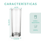 Copo Vidro Cylinder Tubo 300ml