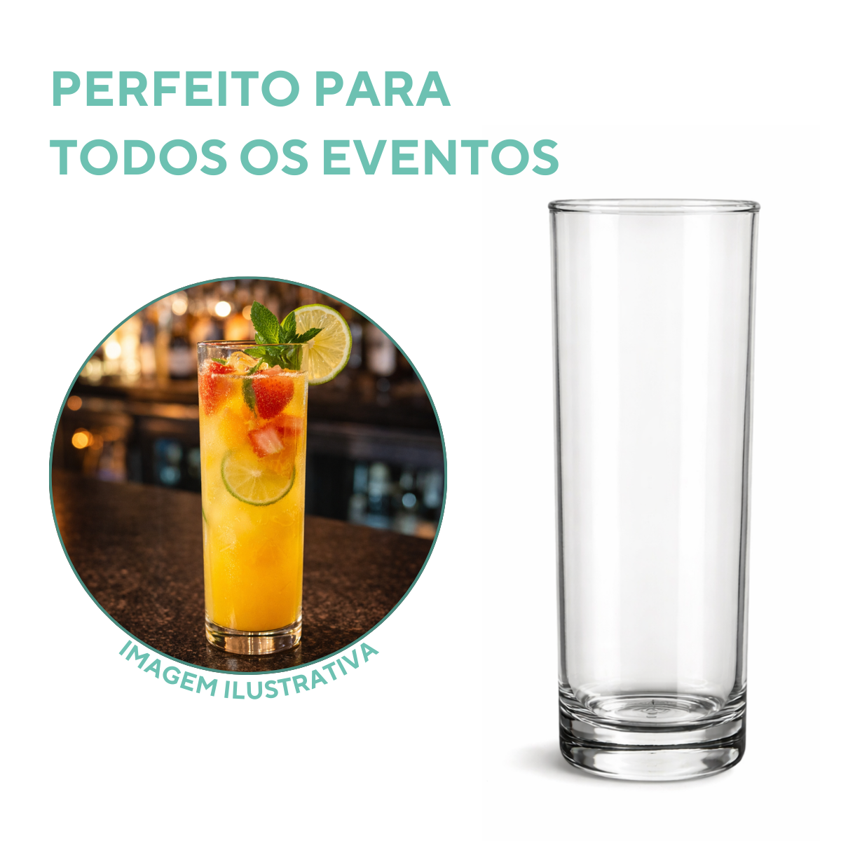 Copo Vidro Cylinder Tubo 300ml
