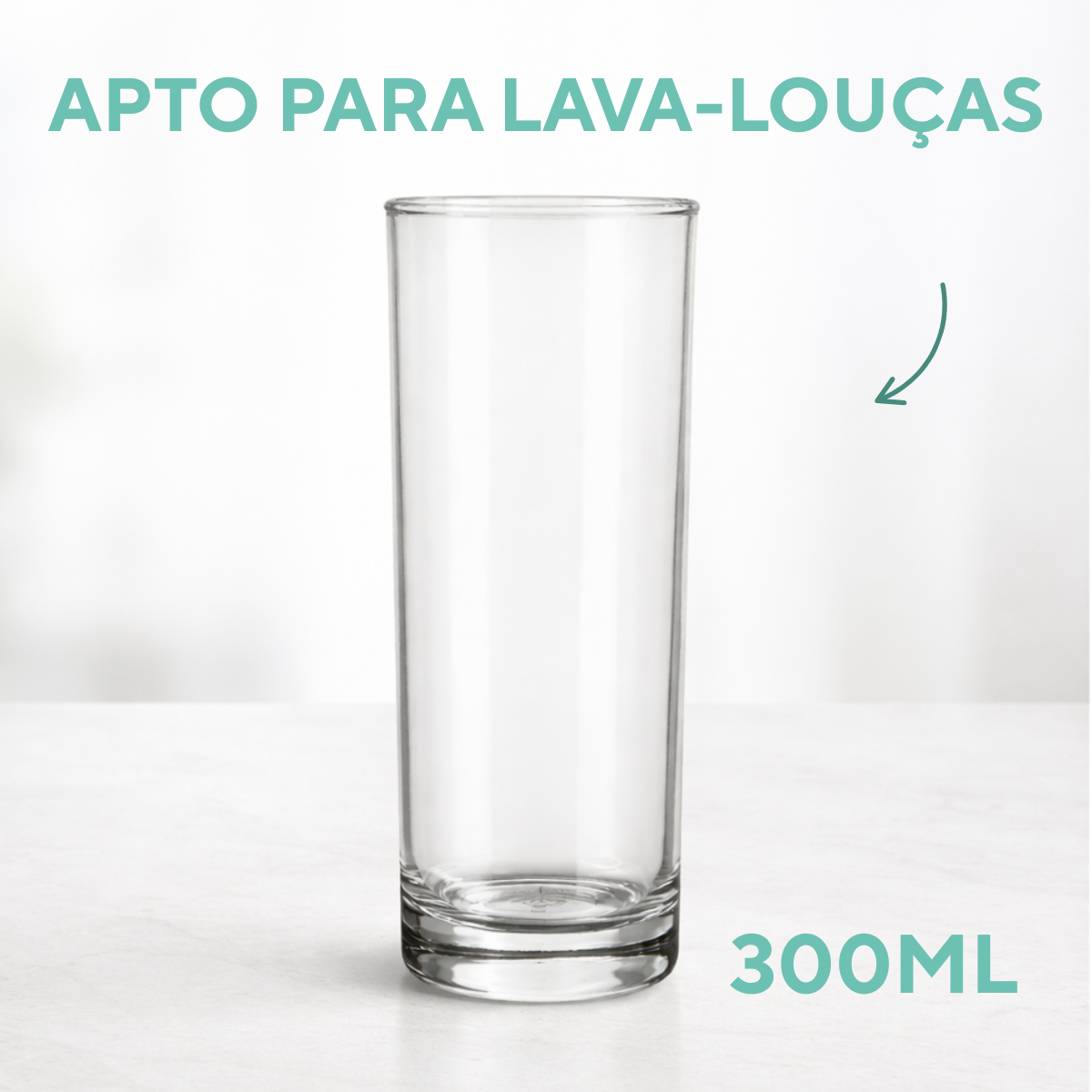 Copo Vidro Cylinder Tubo 300ml