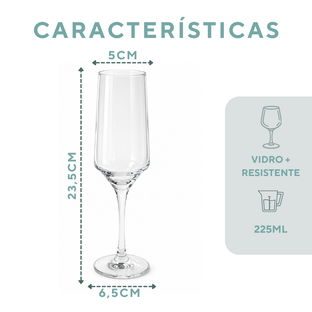 Taça Champanhe Flute Vidro 225ml