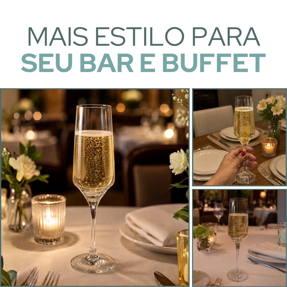 Taça Champanhe Flute Vidro 225ml