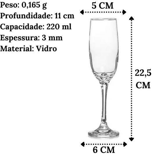 Taça Champangne Imperatriz de Vidro 220ml