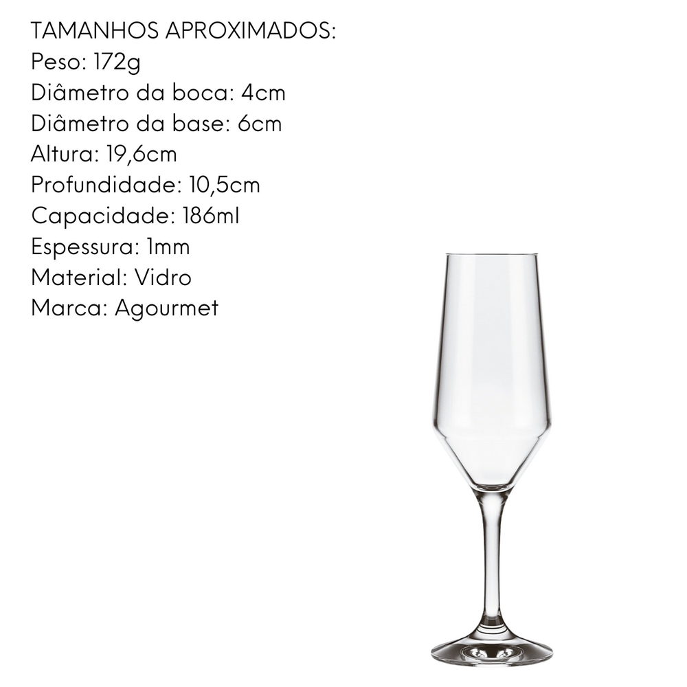 Taça de Vidro Champangne 186ml Nadir