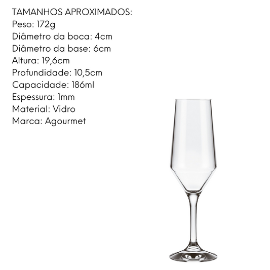 Taça de Vidro Champangne 186ml