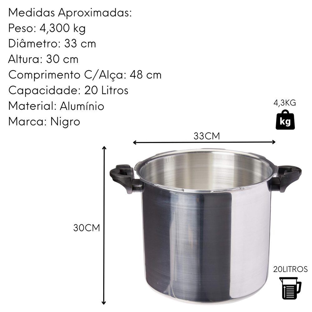 Panela de Pressão Fechamento Externo 20L - A Gourmet