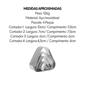 Jogo 4 Cortadores de Esfiha de aço inox - A Gourmet