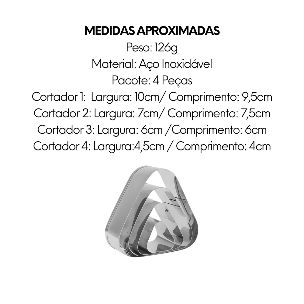 Jogo 4 Cortadores de Esfiha de aço inox - A Gourmet