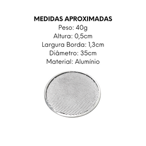 Tela Redonda Para Pizza 35cm de Aluminio - A Gourmet