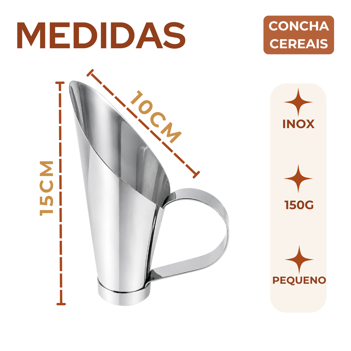 Concha de Cereais Aço Inox 150g