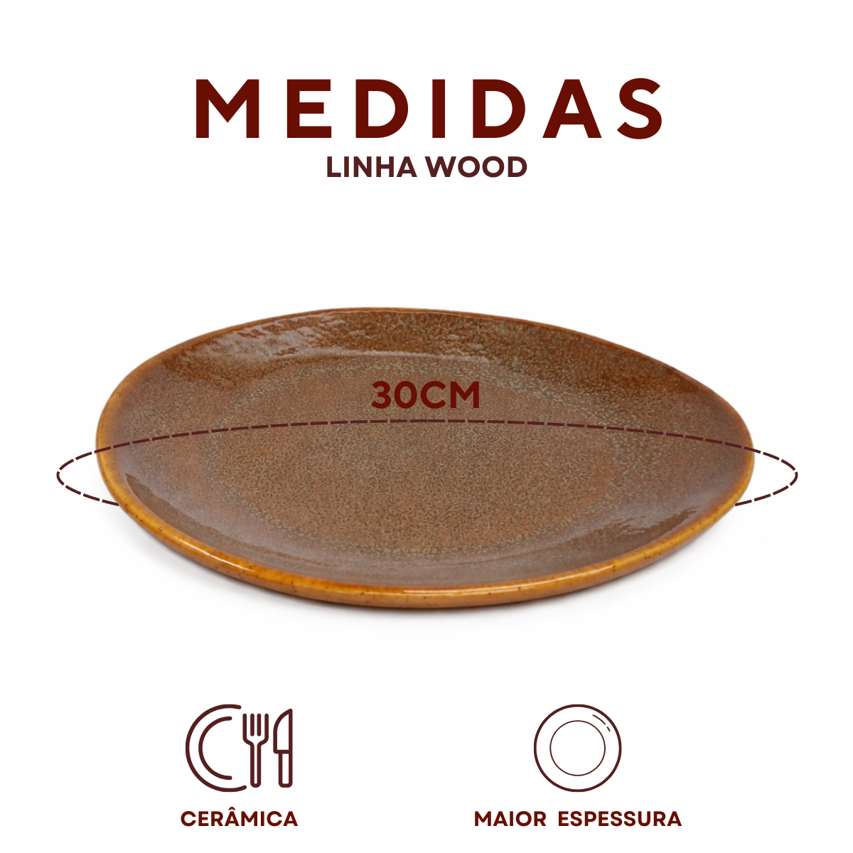Prato Raso Orgânico Cerâmica Refrátaria Romanha Wood