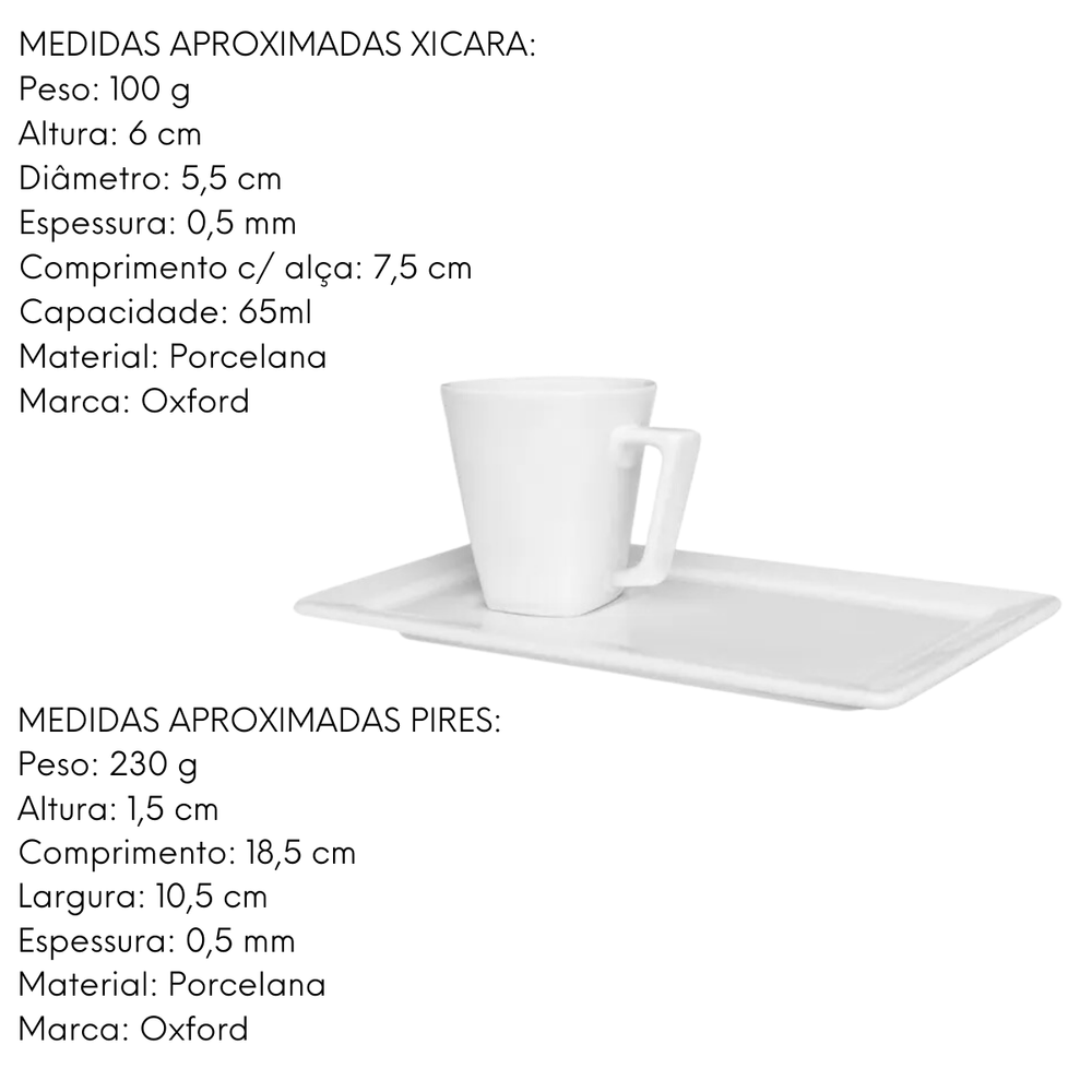 Xicara Café Plateau 65ml Oxford - A Gourmet