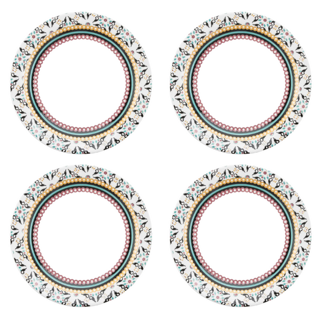 Kit 4 Prato raso floreal Luiza Cerâmica - A Gourmet Hover Image