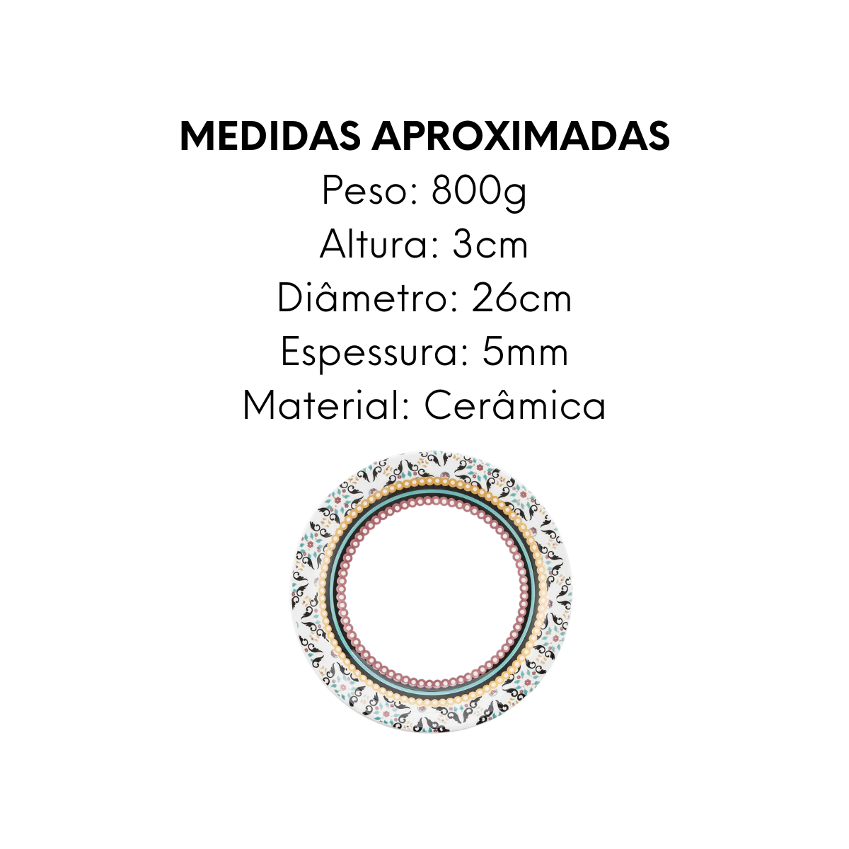 Kit 4 Prato raso floreal Luiza Cerâmica
