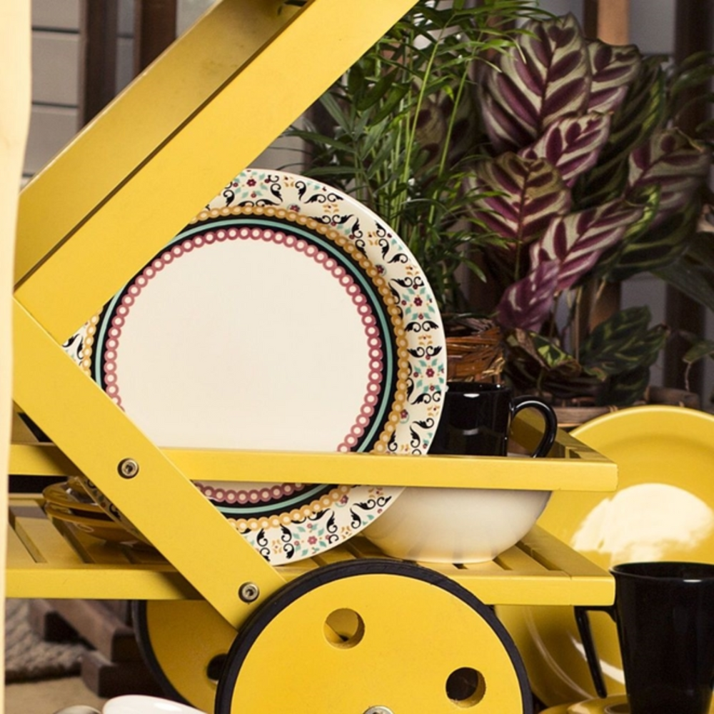 Kit 4 Prato raso floreal Luiza Cerâmica - A Gourmet