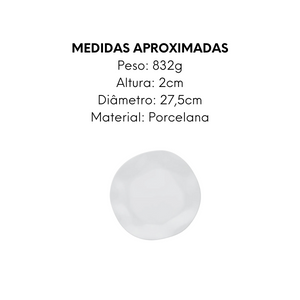 Prato Raso de Porcelana Linha White 27,5cm - A Gourmet
