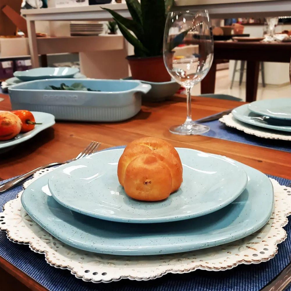 Jogo 16 Peças Blue Bay Oxford em Porcelana - A Gourmet