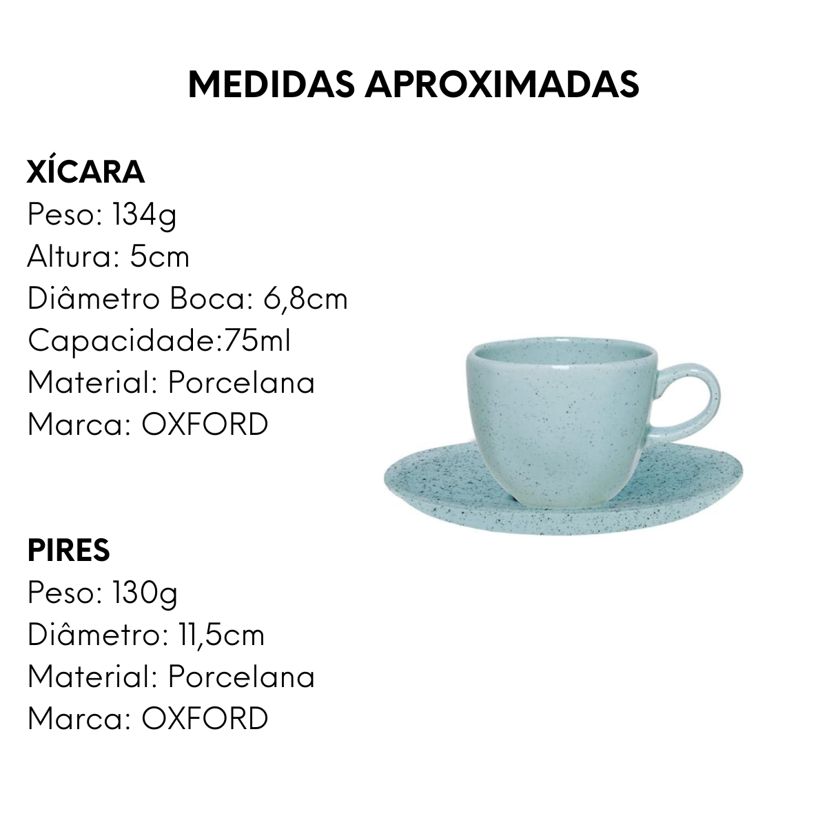 Xicara de Café 75ml Blue Bay de Porcelana Oxford
