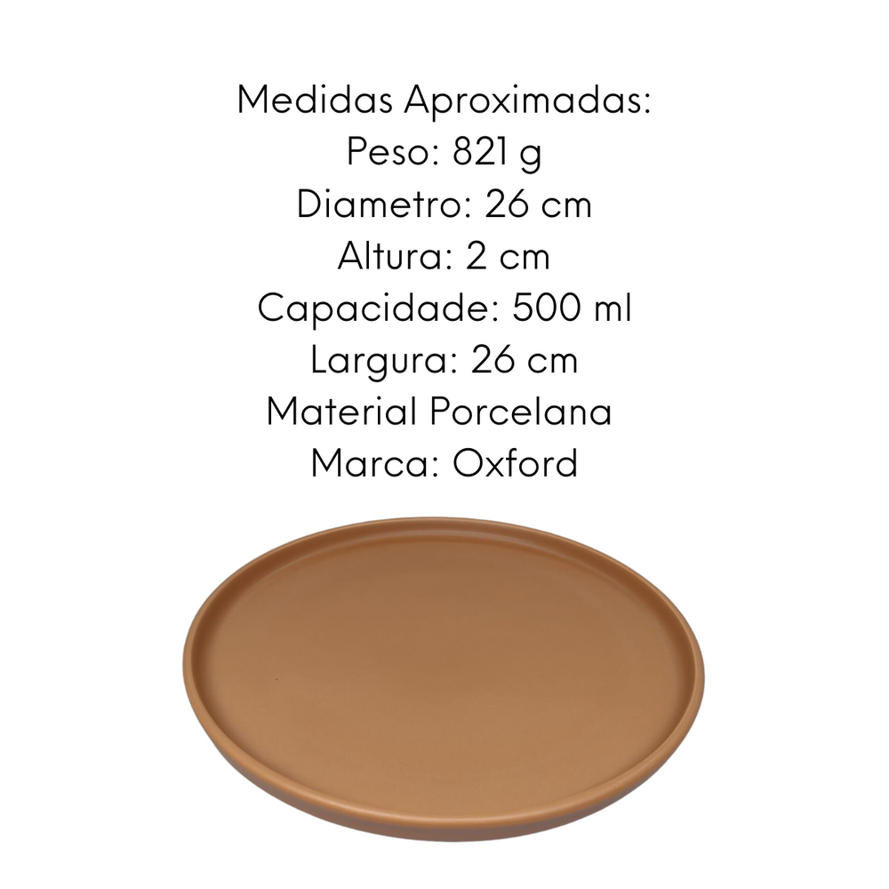 Prato Raso Avelã de Porcelana Oxford Oxford