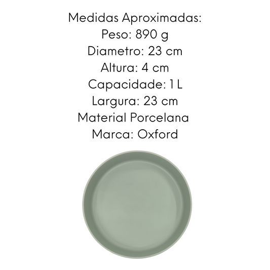 Prato Fundo de Porcelana Oxford Menta