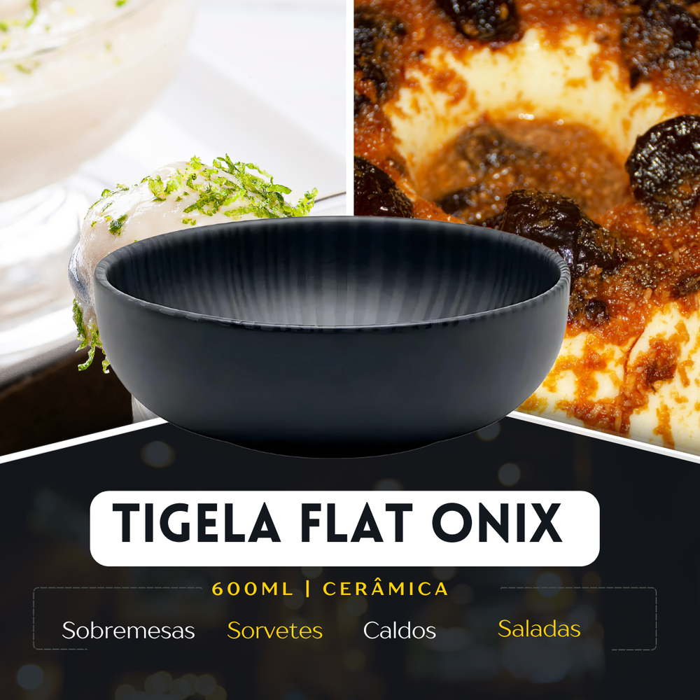 Tigela de Cerâmica Onix Flat 600ml - A Gourmet