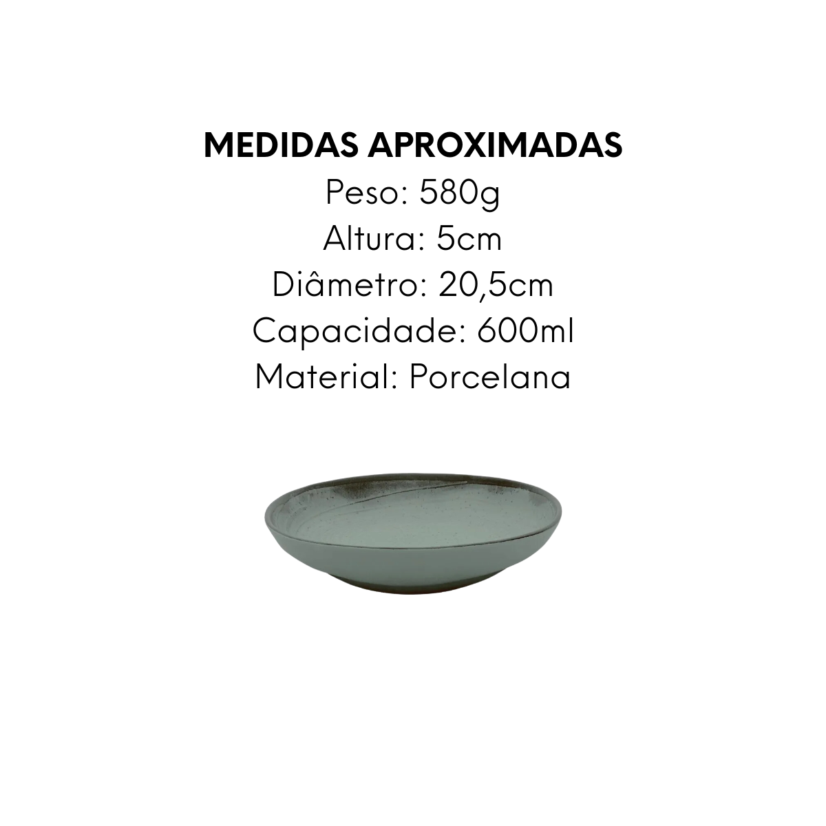 Prato Fundo 20cm Pacifico de Porcelana Oxford Oxford