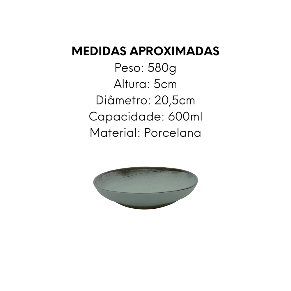 Prato Fundo 20cm Pacifico de Porcelana Oxford Oxford