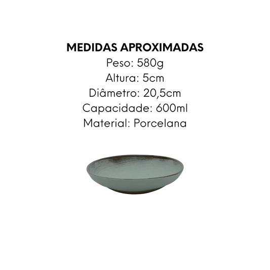 Prato Fundo 20cm Pacifico de Porcelana Oxford