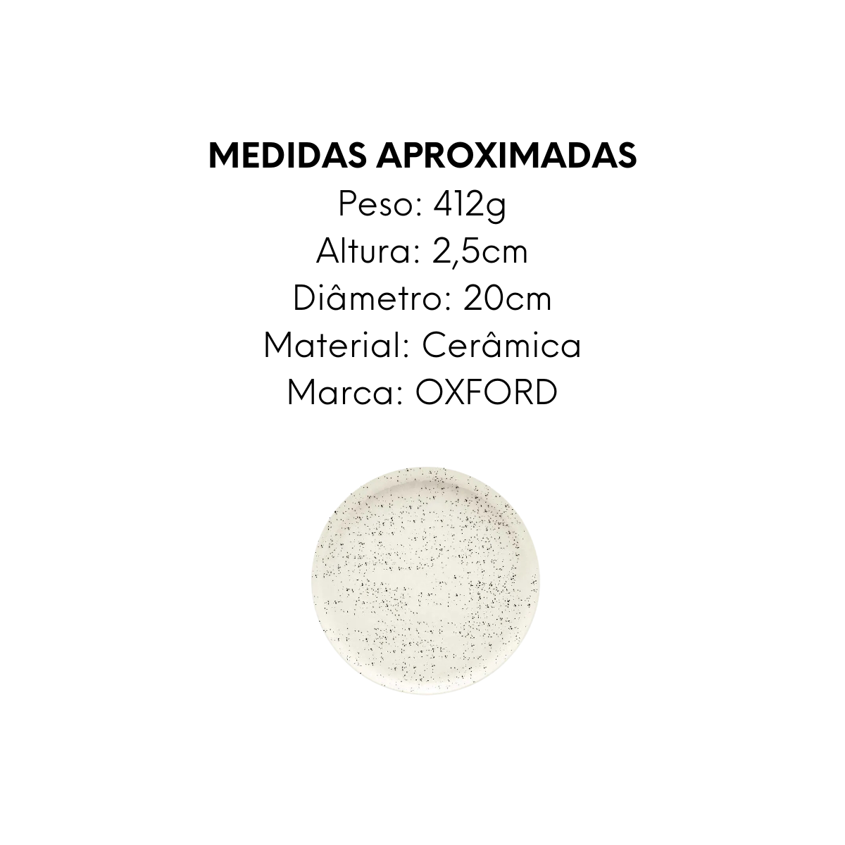 Prato de Sobremesa Chuvisco Cerâmica 20cm - A Gourmet