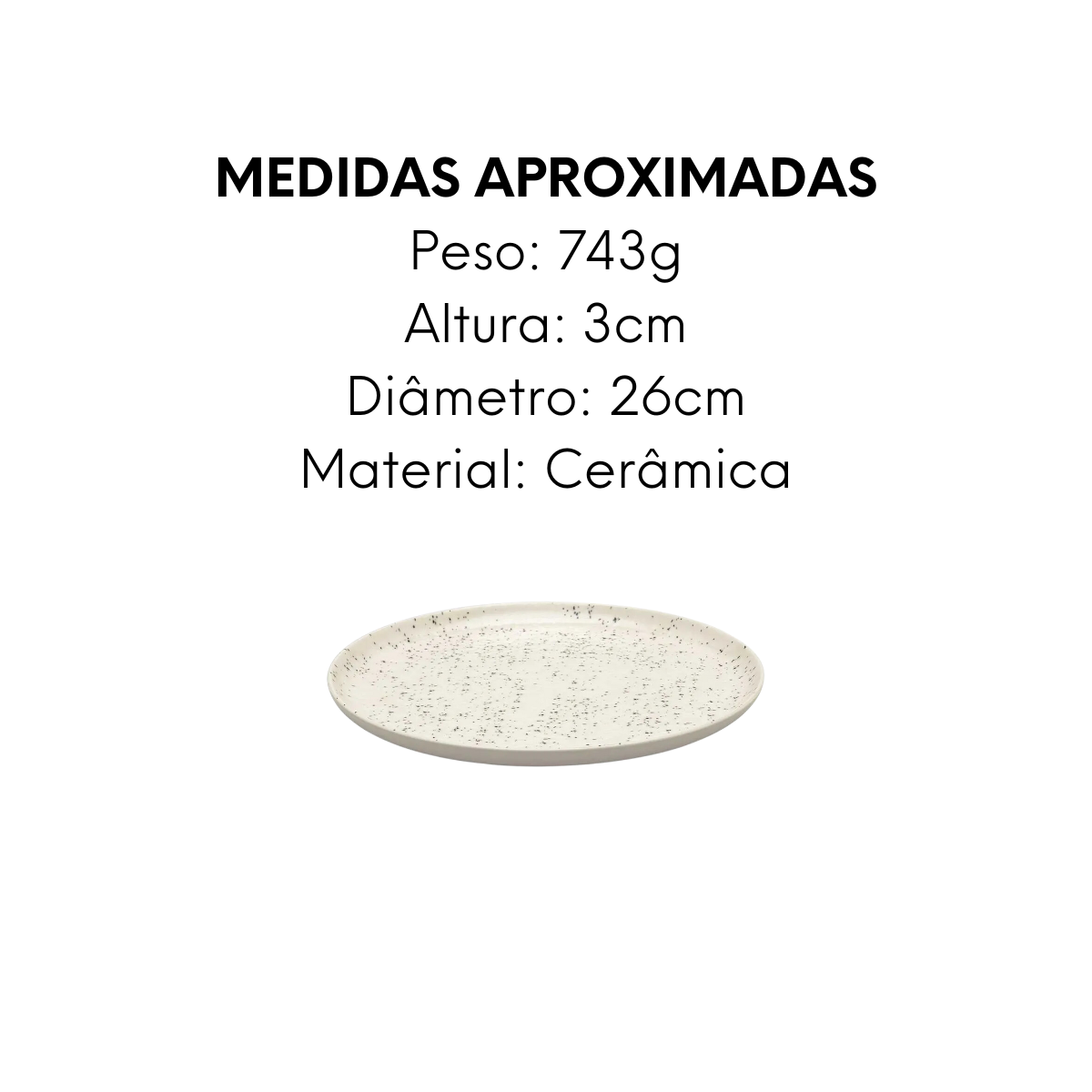 Prato Raso Chuvisco Oxford Cerâmica 26cm - A Gourmet