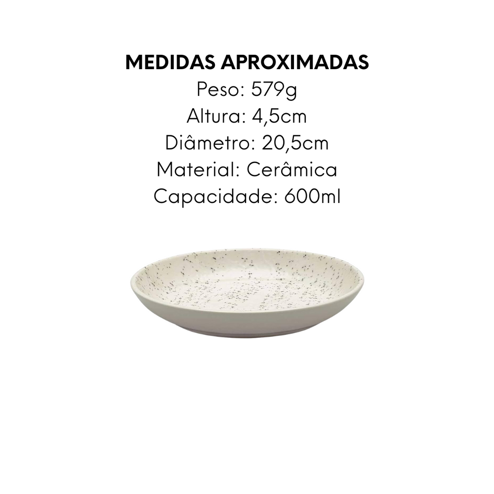 Prato Fundo Chuvisco de Cerâmica 20,5cm Oxford