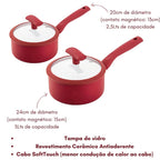 Conjunto de Panelas Hércules 5 Peças Vermelho Hercules