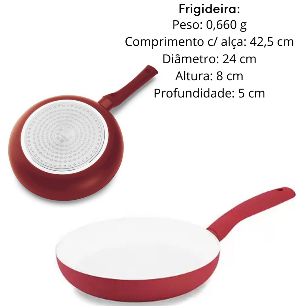 Conjunto de Panelas Hércules 5 Peças Vermelho Hercules