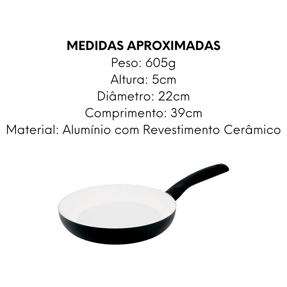 Panela Preta Revestimento Cerâmico 22cm Hercules