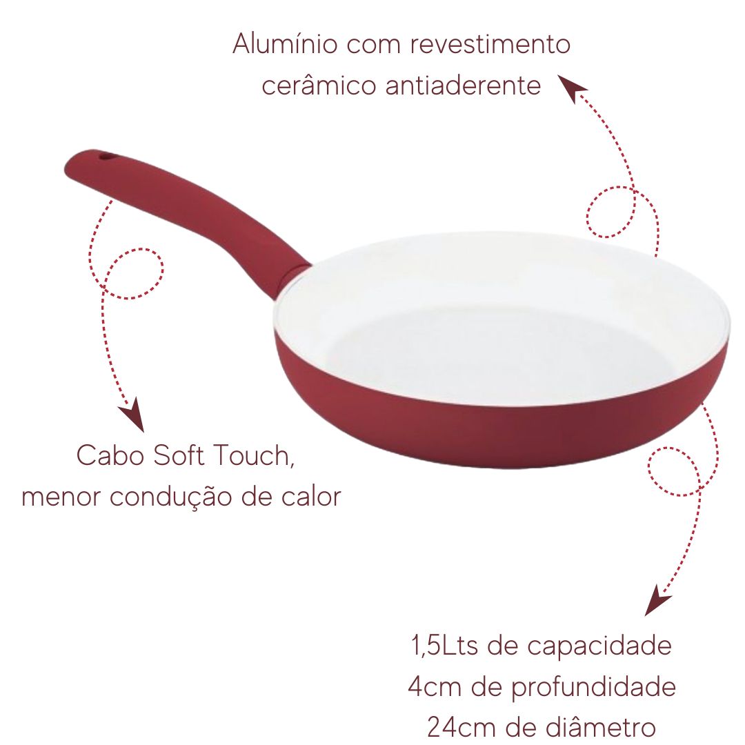 Frigideira vermelha antiaderente 24,4 cm Hercules