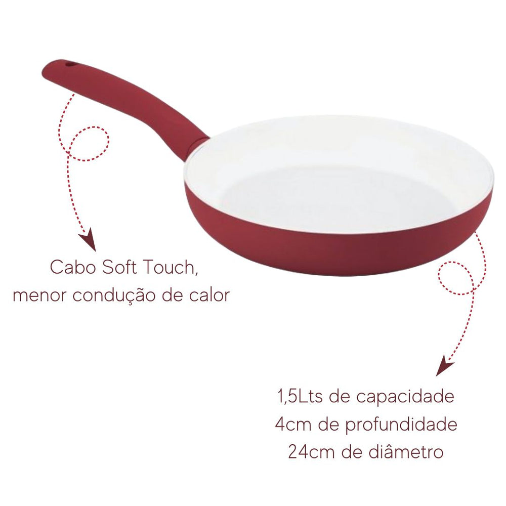 Frigideira vermelha antiaderente 24,4 cm Hercules