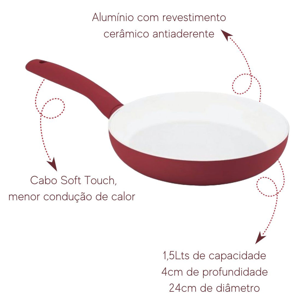 Frigideira vermelha antiaderente 24,4 cm Hercules