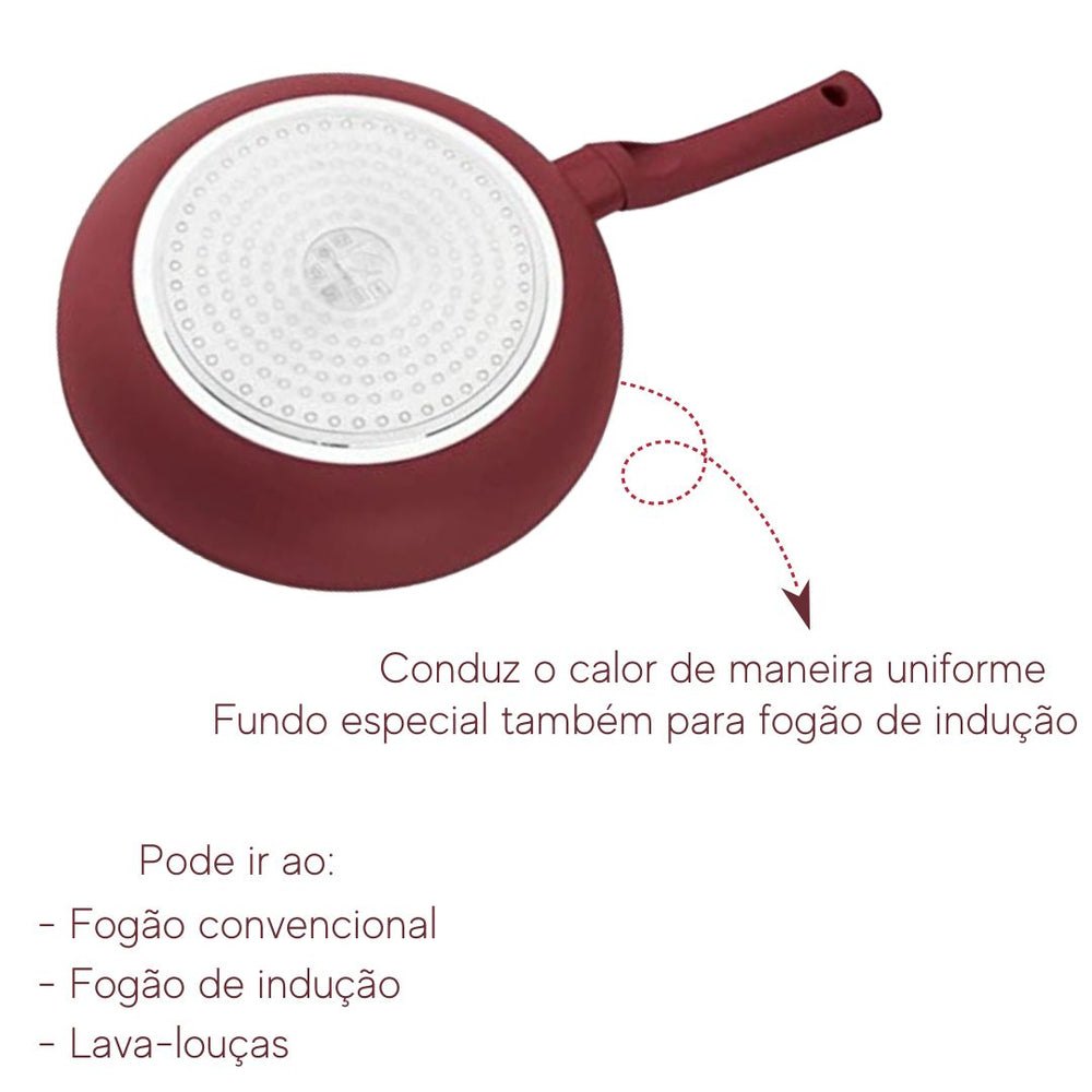 Frigideira vermelha antiaderente 24,4 cm Hercules