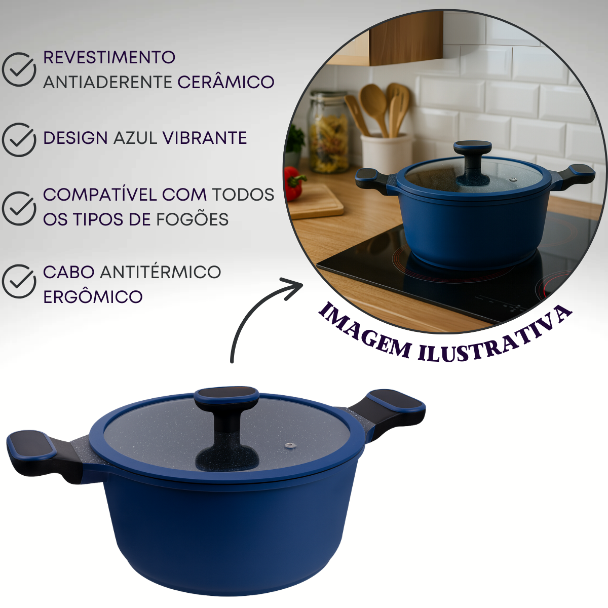 Caçarola Com Tampa 4,5L Azul Marine