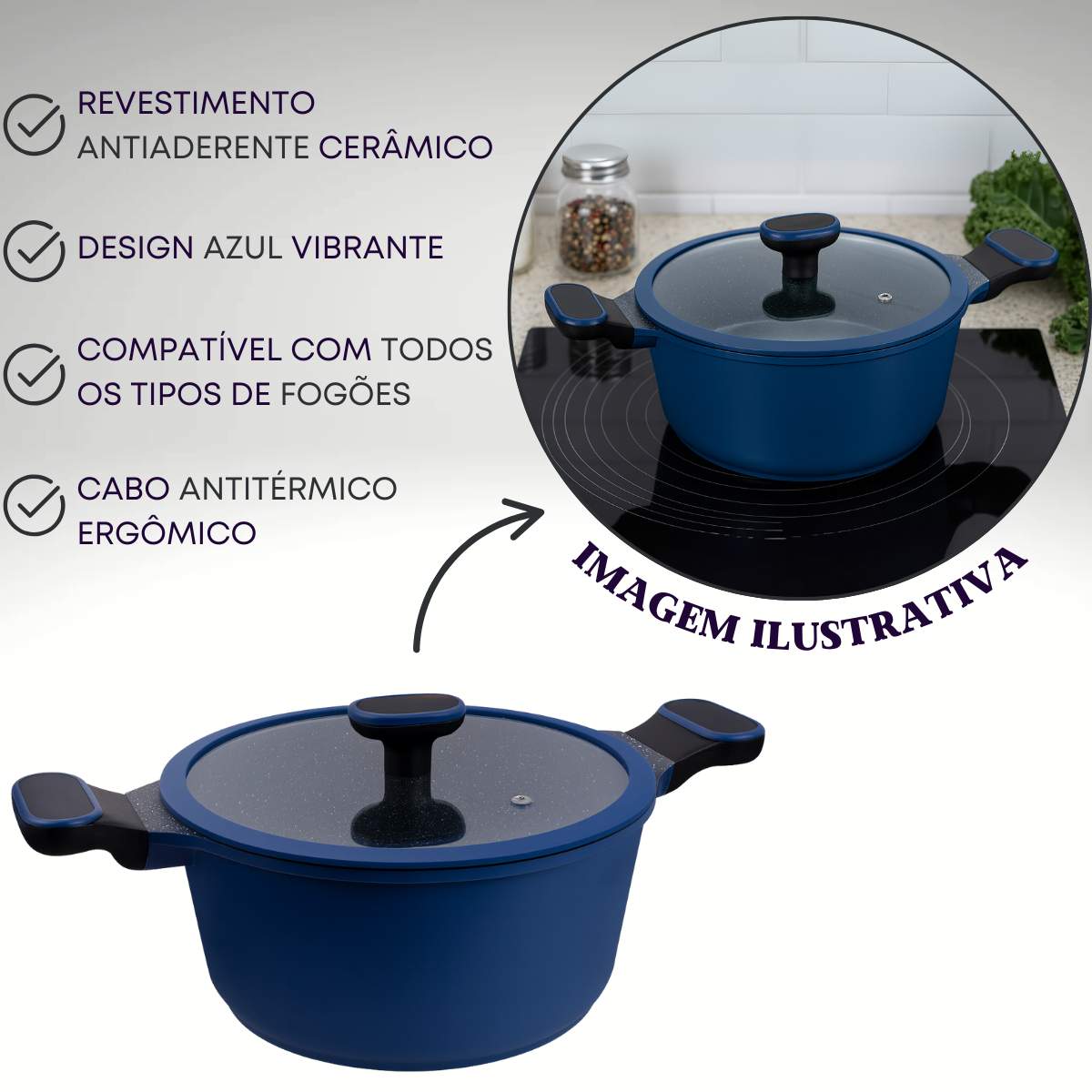 Caçarola Com Tampa 6,9L Azul Marine