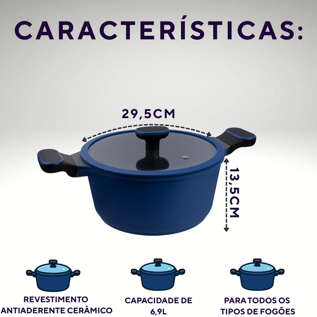 Caçarola Com Tampa 6,9L Azul Marine Main Image