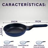 Frigideira Hercules Azul Antiaderente 1,9L Cabo Antitérmico