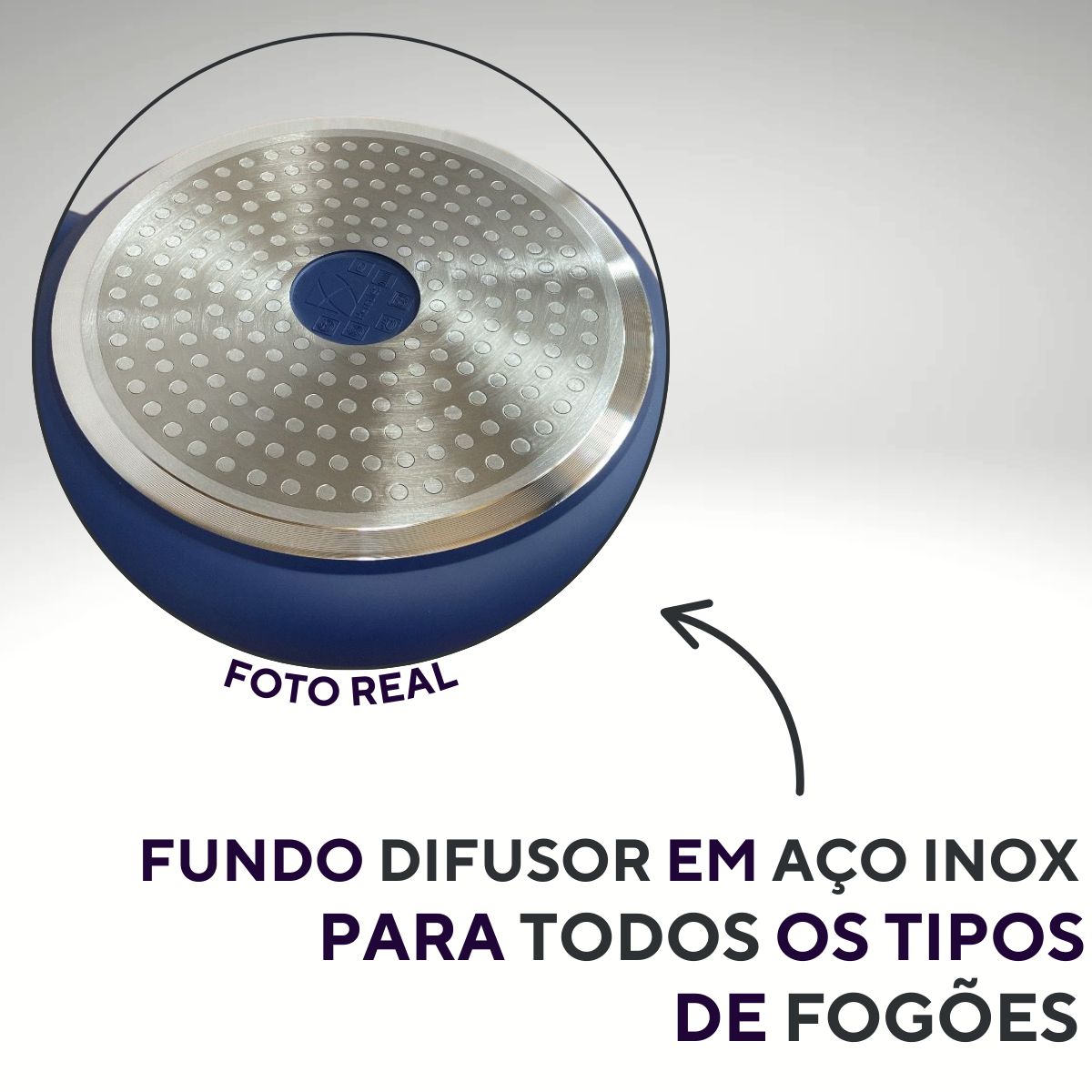 Frigideira Hercules Azul Antiaderente 1,9L Cabo Antitérmico