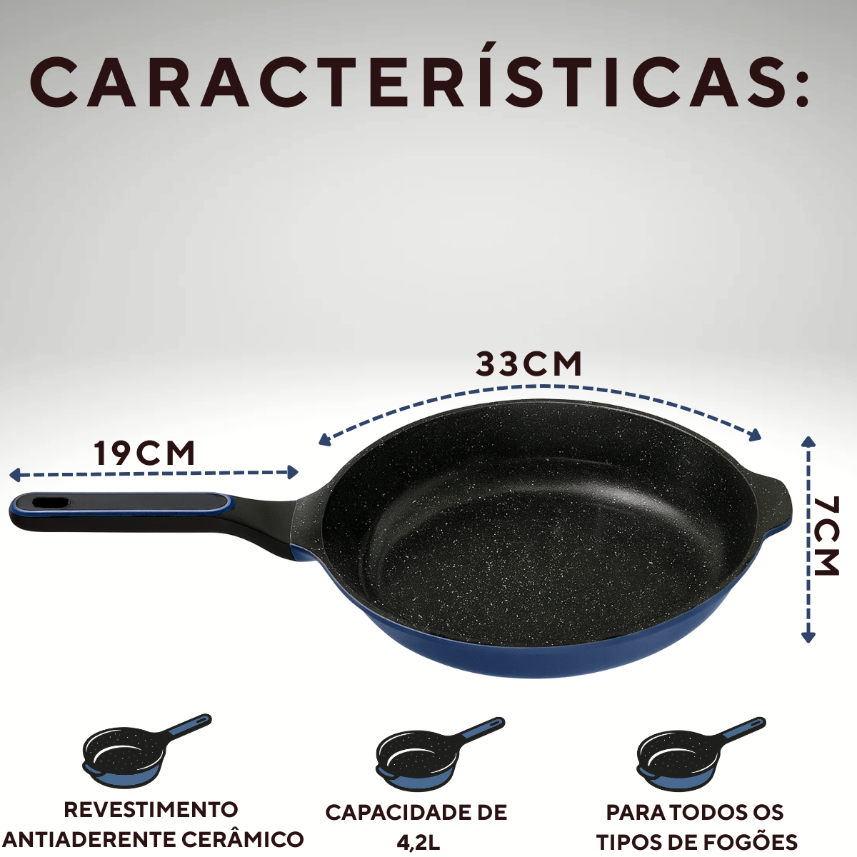 Frigideira Antiaderente Cerâmica 4,2L