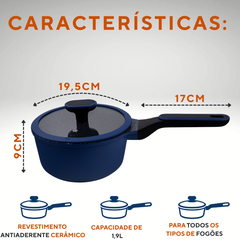 Panela Com Tampa 1,9L Azul Cerâmica